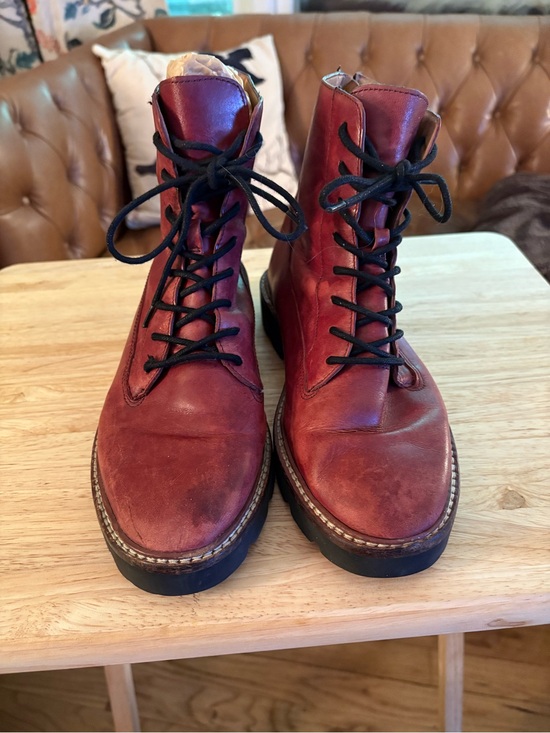 Madewell Shoes - Madewell City Walk Red Leather Lace-Up Boots /Zip-Up Boots. Size 7.5